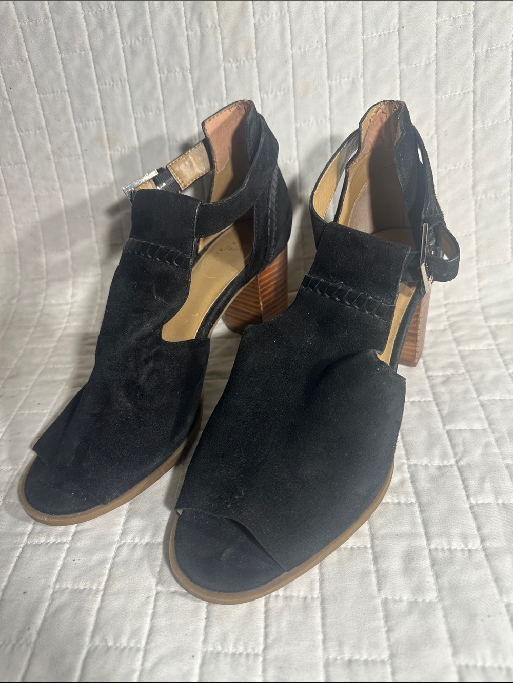 Jack Rogers Women's Black Suede Open-Toe Block Heel Sandals